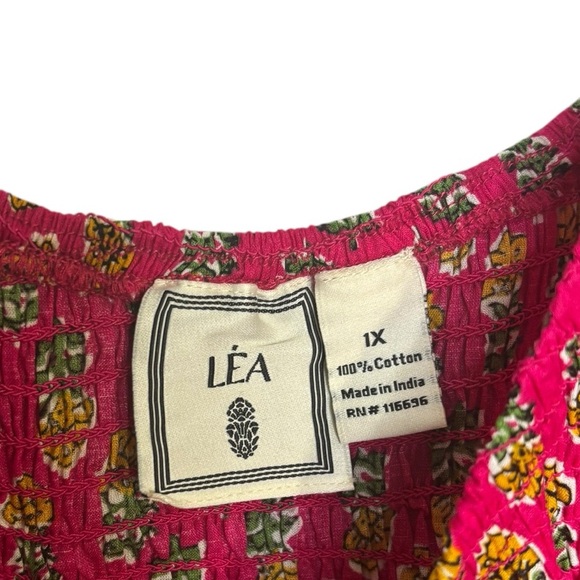 LEA Smocked Cotton Floral Maxi Dress Lightweight Flowy 1X - Picture 4 of 12